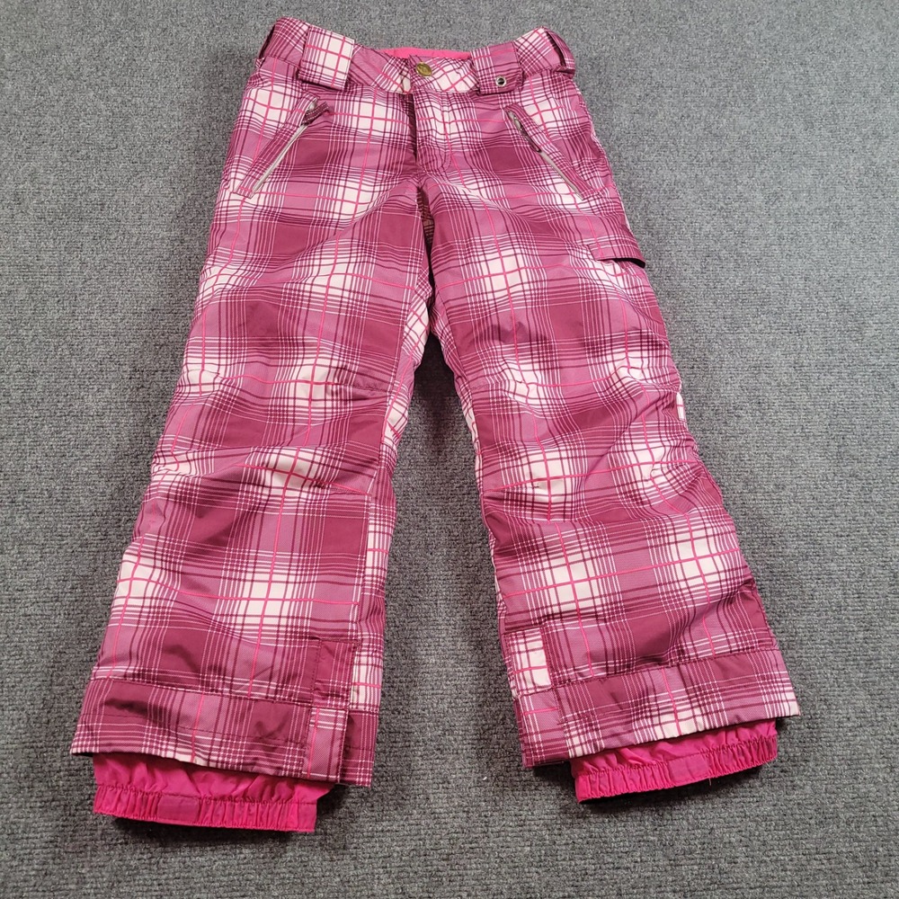Burton Snow Pants Kids Size S 5/6 Pink Plaid DryRide Insulated Waterproof